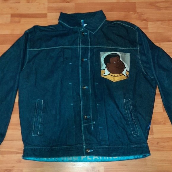 Platinum FUBU Blue Denim Jacket 2XL Fat Albert Hip-Hop Rare vintage 90s RARE - Picture 1 of 8